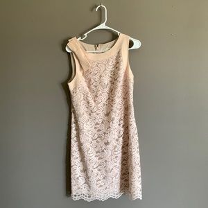 Beautiful sleeveless  blush pink Eliza J lace dress with underlay  Size 6